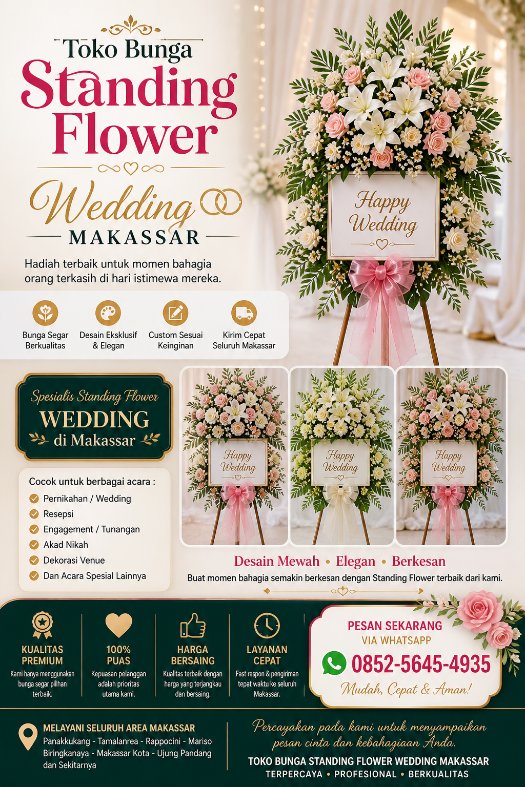 Toko Bunga standing Flower WEdding Makassa